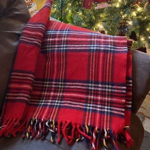 Vintage Faribo 100% Pure Virgin Wool Pure Laine red plaid Throw CHRISTMAS 🎄